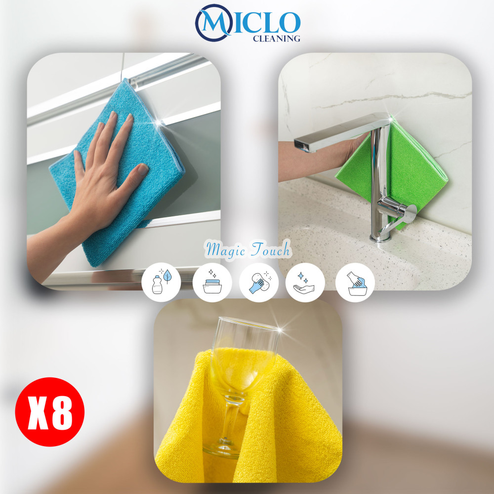 Mikrofiber Temizlik Bezi | Klasik Serii | 250 GSM | Banyo, Mutfak Bezi | 4 Renk x8 Adet