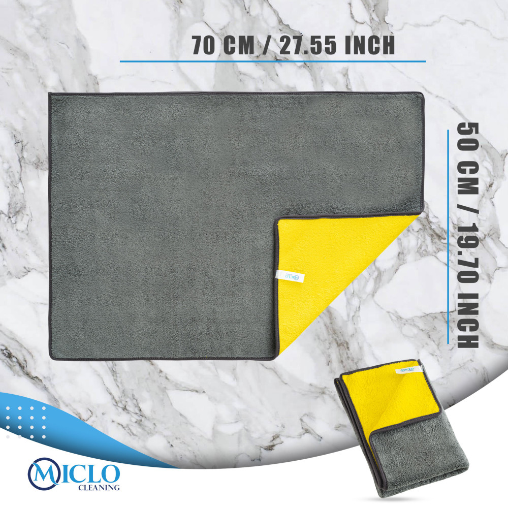 750 GSM Çift Taraflı Ultra Emici Oto, Araba Kurulama Bezi | 50x70cm | Mega Boy | Sarı