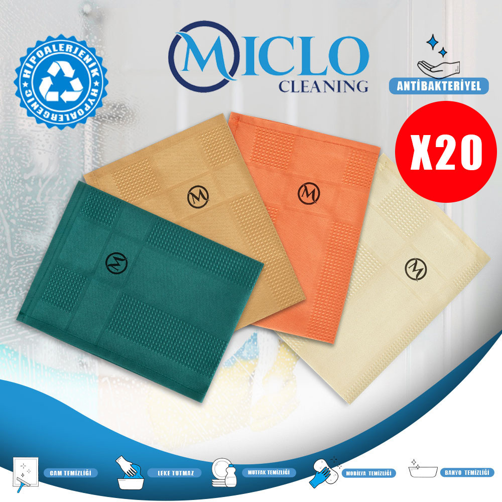 4lü Temizlik Bezi - Sihirli Bez - 20 Paket - Zümrüt Seri - Toptan Fiyat