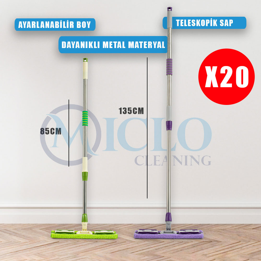 20 Adet - Mandallı Teleskobik Mop - TOPTAN FİYAT